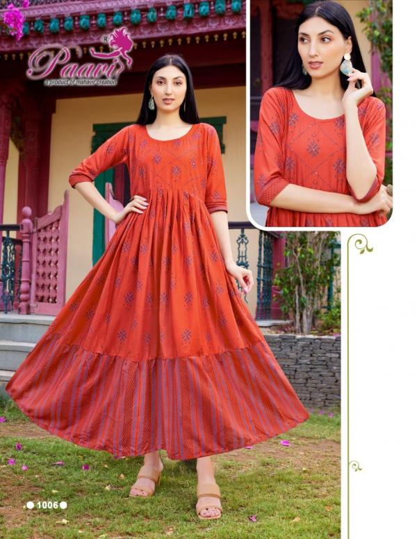 Paavi Aaradhya Rayon Exclusive Designer Long Anarkali Kurti Collection